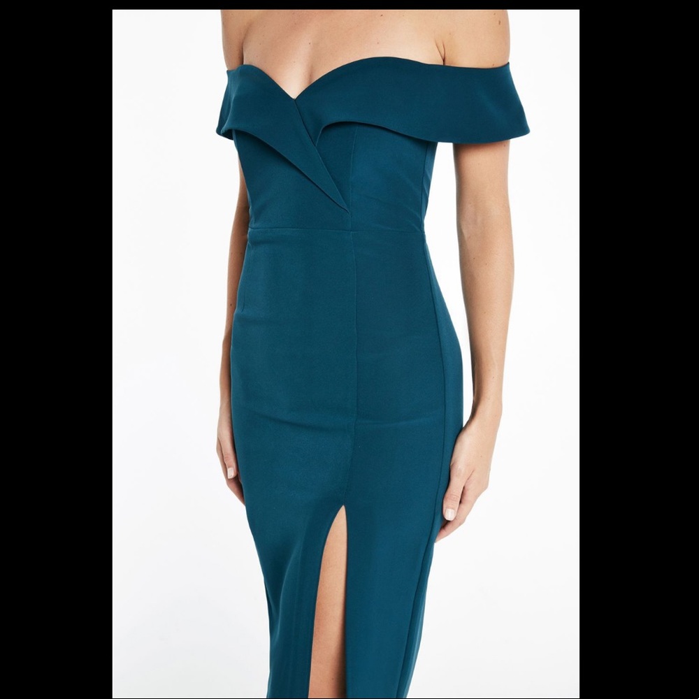 MIDI teal slit dress